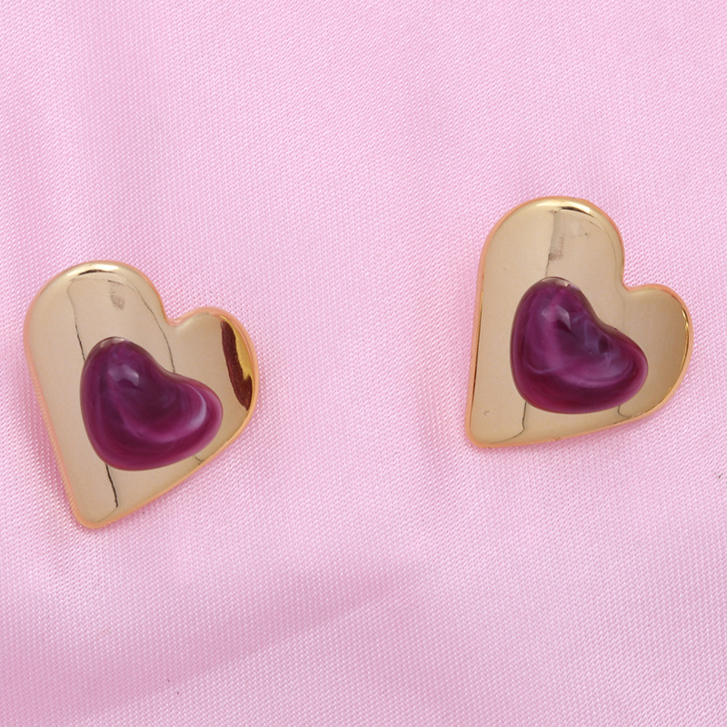 Estilo Simple Forma De Corazón Arílico Enchapado Chapado En Oro Plateado Mujeres Pendientes display picture 13