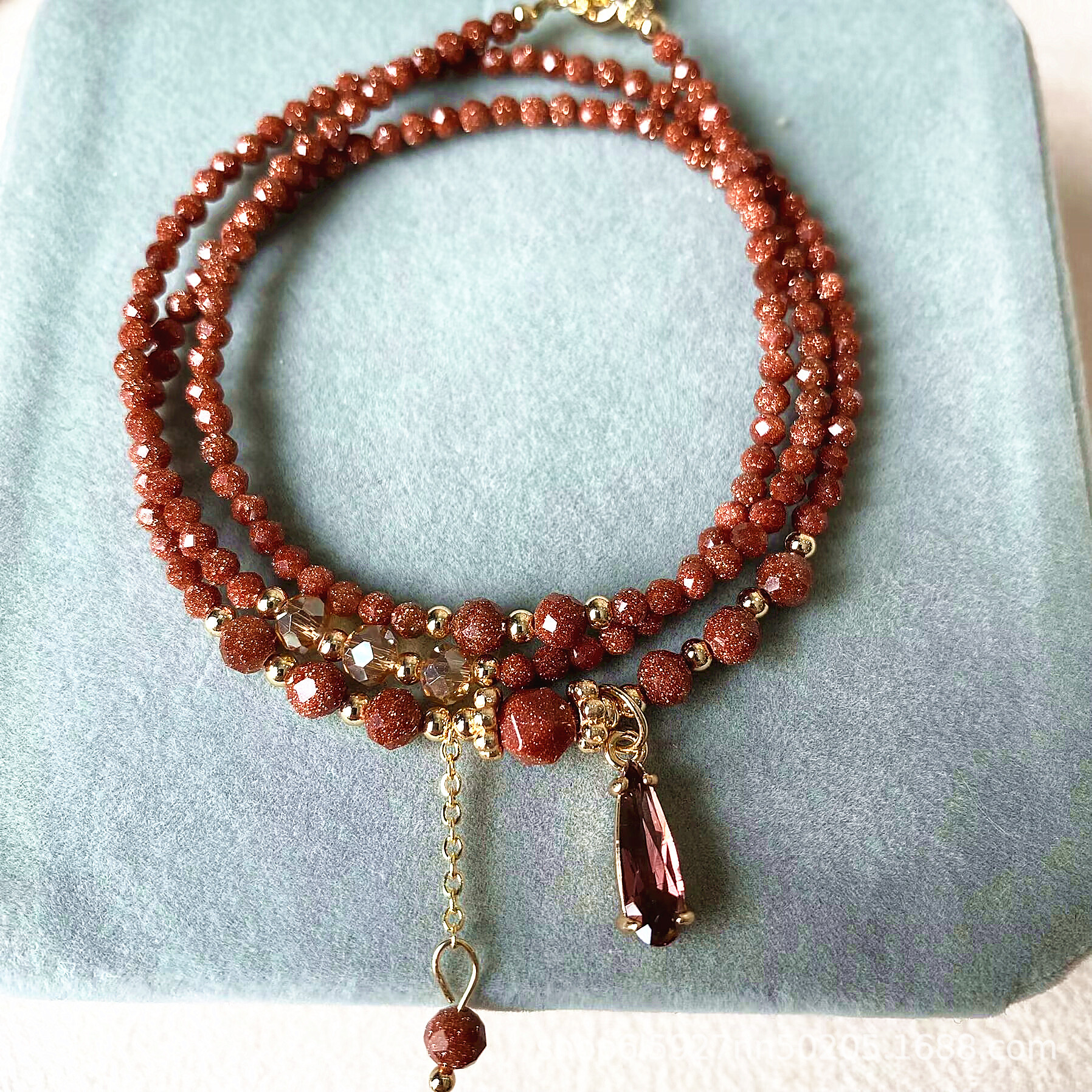 冬日暖阳天然金沙石手链女款轻奢小众设计复古精致手饰本命年首饰