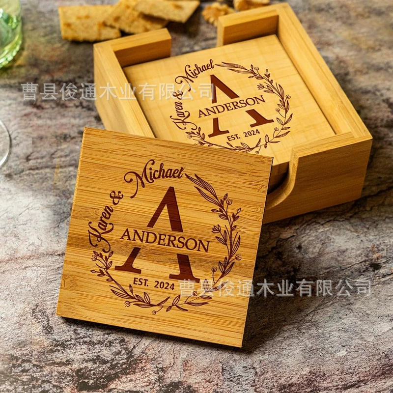 Комплекс трансграничных подставок 6 штук с подставками персонализированные бамбуковые подставки для бара Юбилей свадебный рождественский подарок