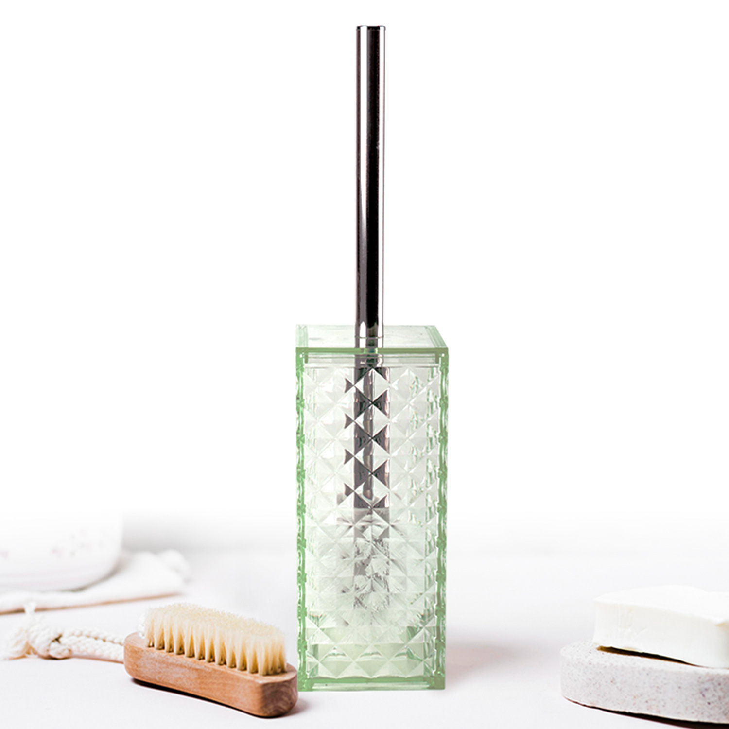 Baño nuevo cepillo limpio prueba diamante Plaid Punch-libre mango largo en stock cepillo de inodoro fábrica directa traje de cepillo de baño