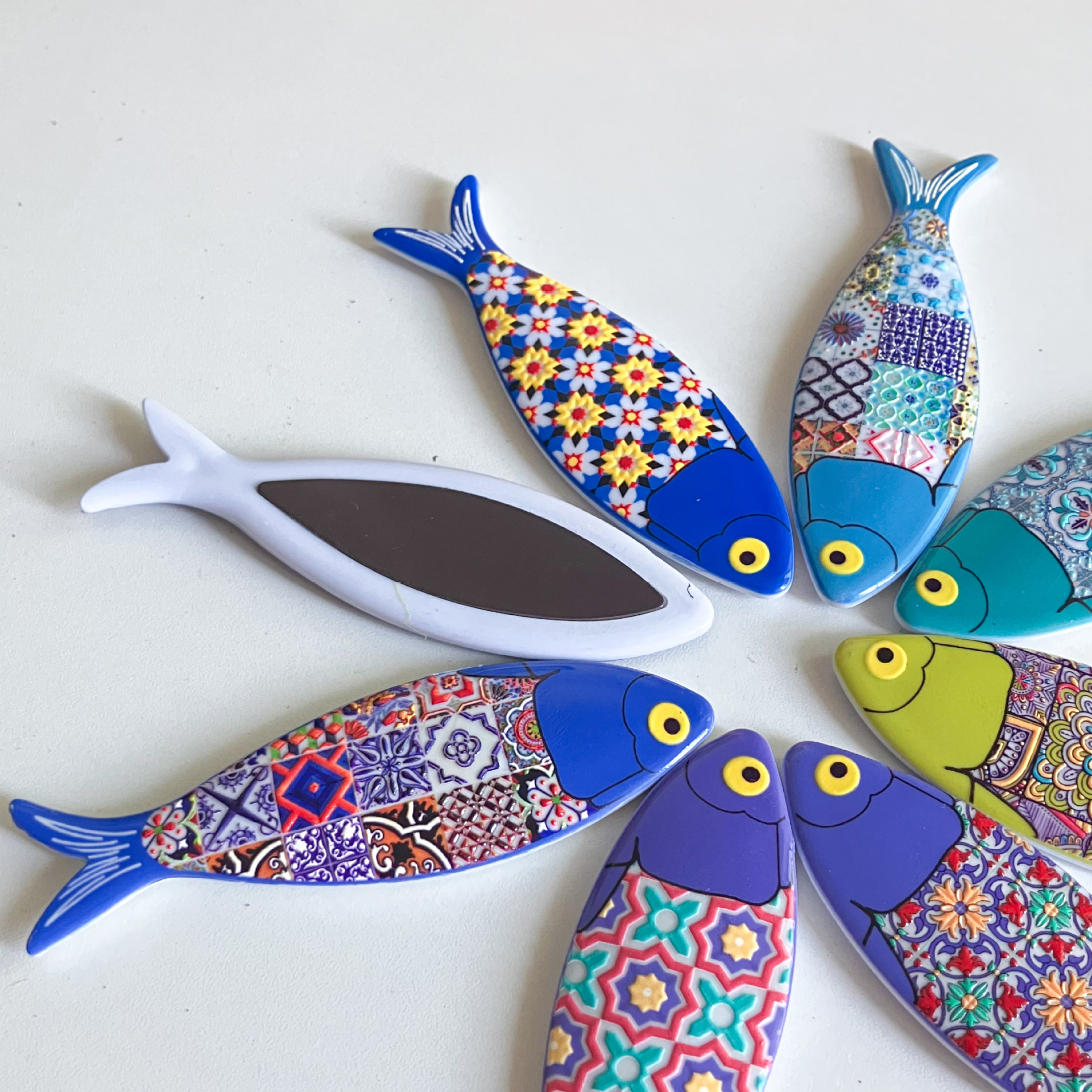 Nueva etiqueta de nevera de pescado transfronteriza estilo bohemio color material de melamina patrón en relieve decoración diaria del hogar