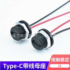 螺纹安装 Type‑C 母座 2P 线束户外小型器械充电插座