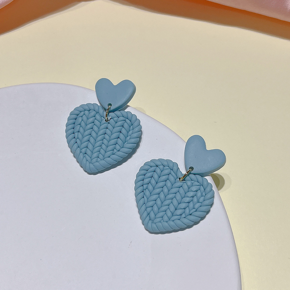 11g Weight Drop Earrings Classification 1 Pair Quantity Daily Occasion soft clay Material Heart Shape Pattern Women'S Gender Handmade Design Simple Style Style Simple Style Heart Shape Soft Clay Handmade Women's Drop Earrings 1 Pair 11