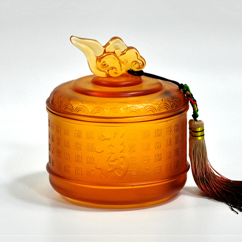 公司商务礼品实用琉璃茶叶罐荣休摆件送老师毕业纪念品定 制礼物