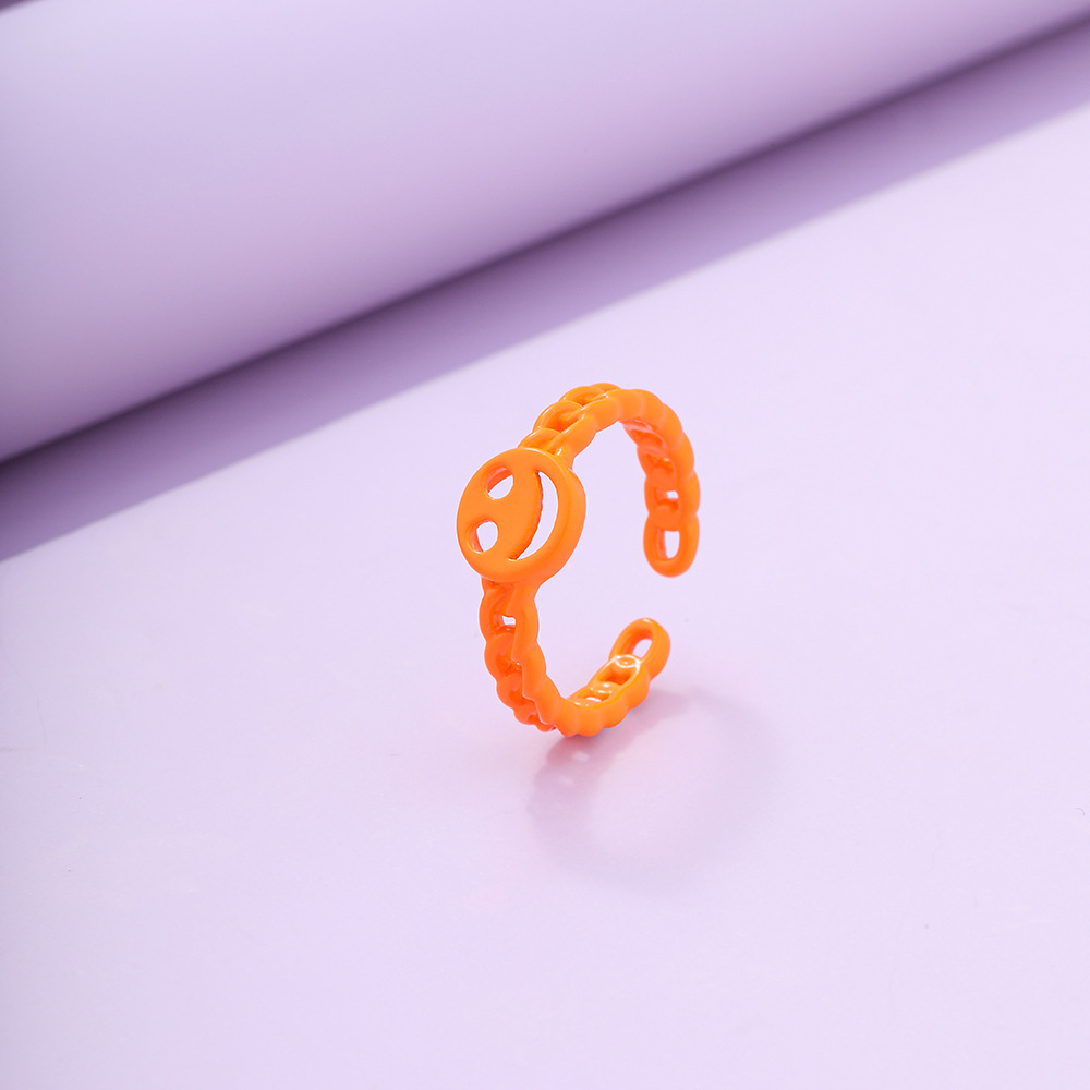 wholesale spray painting color smiley face hollow ring Nihaojewelry