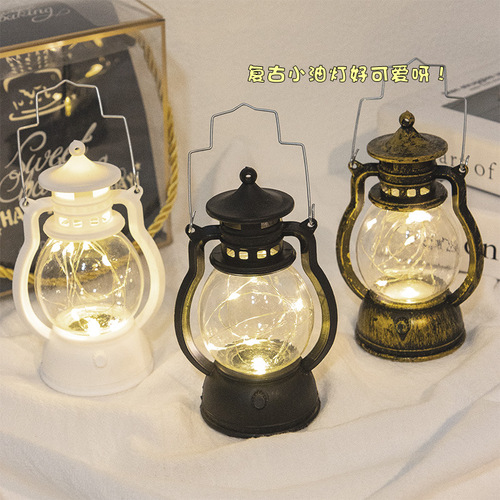 圣诞节复古小油灯电子蜡烛灯创意小马灯LED发光礼品摆件装饰用品