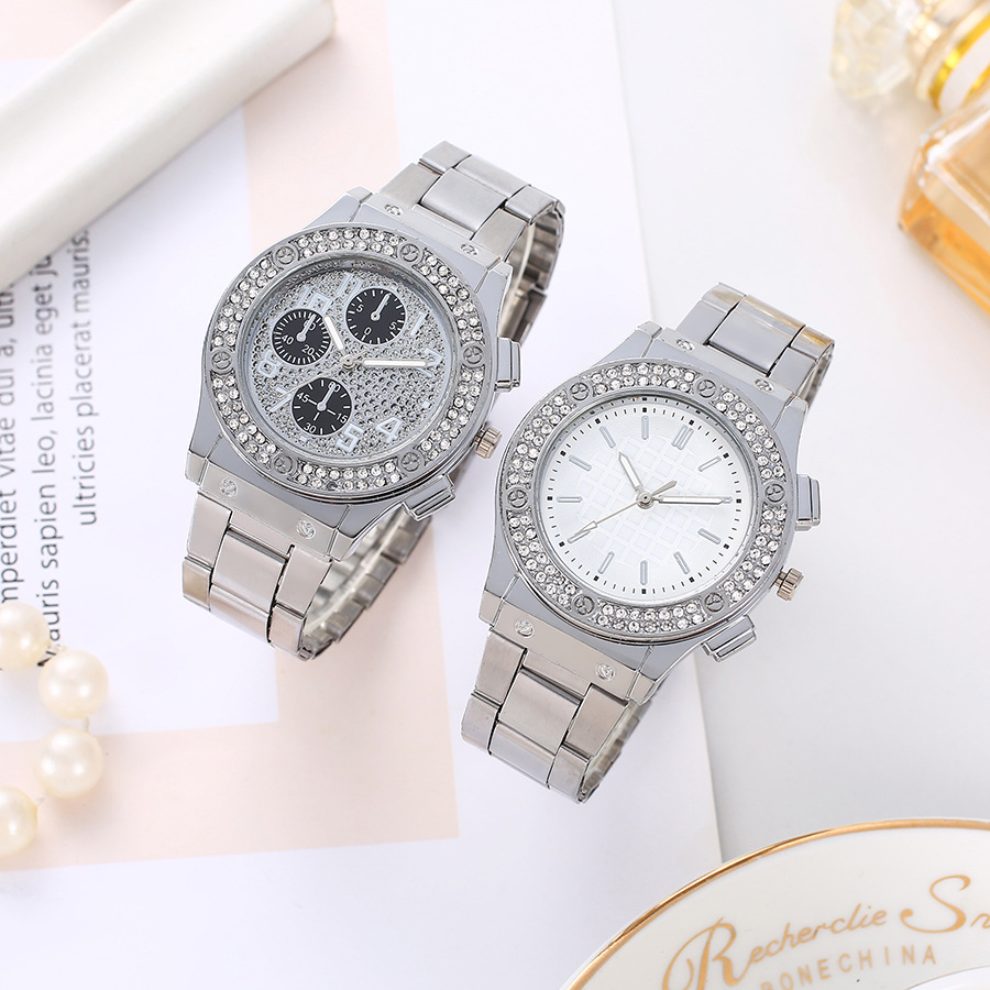 Foreign Trade New High-End Steel Band Diamond Men's Watch Trendy Fashion High-Value Three-Eye Scale Quartz Watch