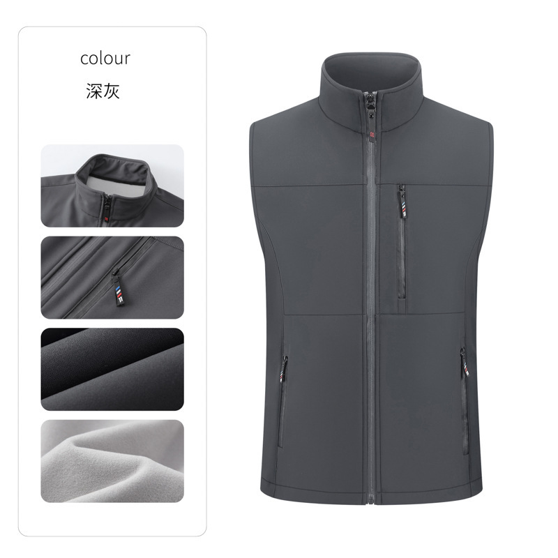 软壳冲锋衣马甲定制logo多口袋防水背心印字印图工作服加厚坎肩|undefined