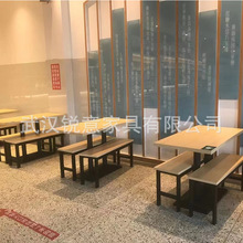 四人位条凳不锈钢食堂连体餐桌椅员工食堂学校餐厅快餐桌椅组合