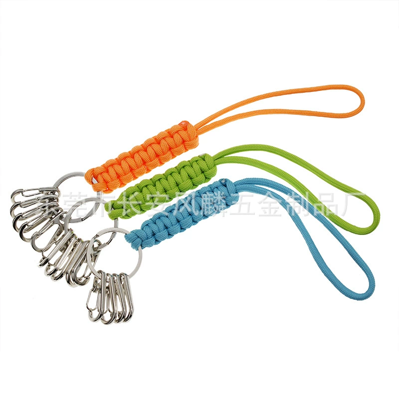 Тканый брелок с защитой от потери браслет DIY креативный брелок для ключей с веревкой из пяти сплавов подвесная пряжка