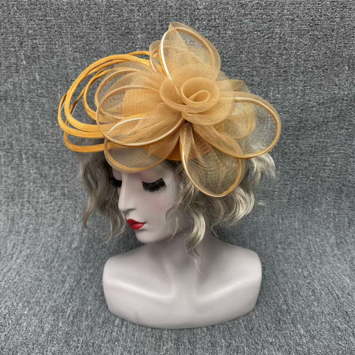 Cross-Border African Feather Fascinator for Social Gatherings, Party Bow Hair Accessory, Handmade Veil Net