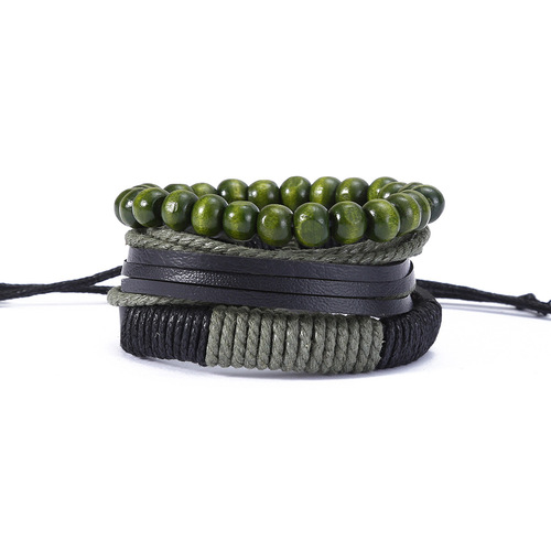 Cross-border new creative DIY three-strand bracelet combination men's bracelet retro handmade multi-layer leather bracelet