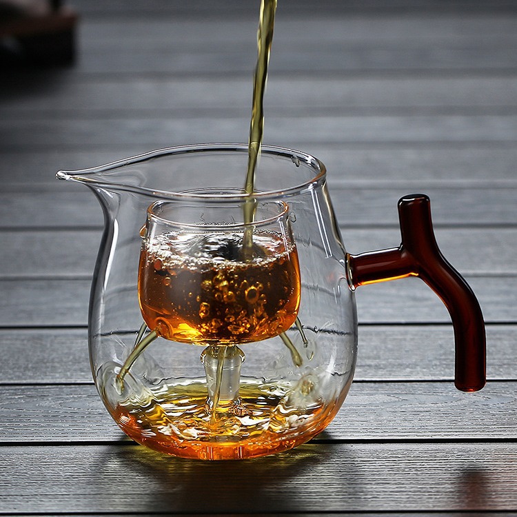 Japanese Style Small Green Orange Teapot Household Borosilicate Heat-resistant Glass Transparent Tea Making Fair Cup