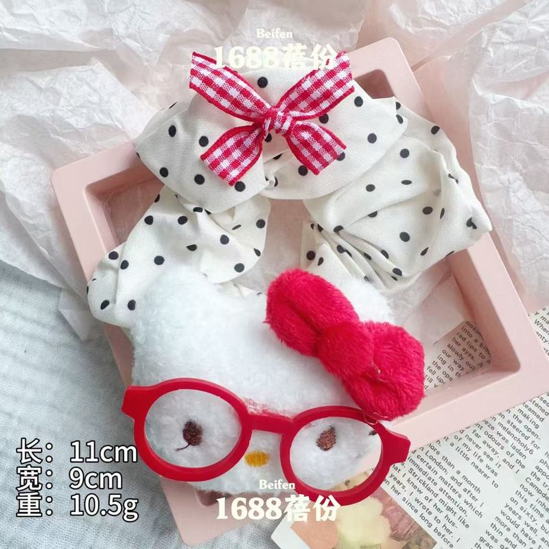 可爱萌萌眼镜猫咪发圈时尚百搭波点甜美大肠圈超仙少女ins风发绳|undefined