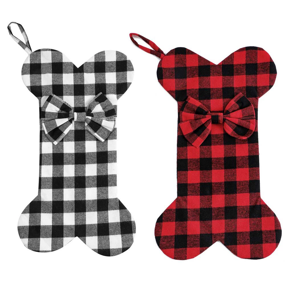 Трансграничные горячие продажи рождественские декоративные носки клетчатая ткань кости рождественские носки конфеты сумки подарки носки оптом