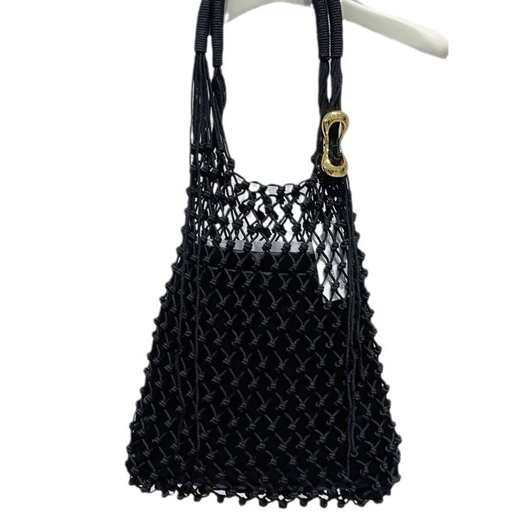 2024 new niche women's mesh single shoulder handbag large capacity tote simple woven bag personality_voghion.com