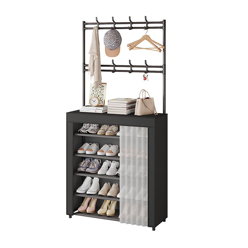 Zapatero a prueba de polvo, estante para zapatos y sombreros de piso para el hogar de varias capas, perchero en la puerta de la sala de estar, estante de almacenamiento de alquiler