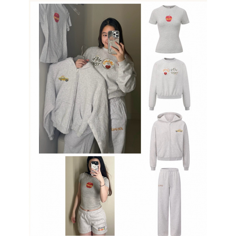 Skims 26 New Spring Limited Edition Series Cute Bagel Print Sweatshirt Casual Pants Versatile Short-Sleeved T-Shirt for Women