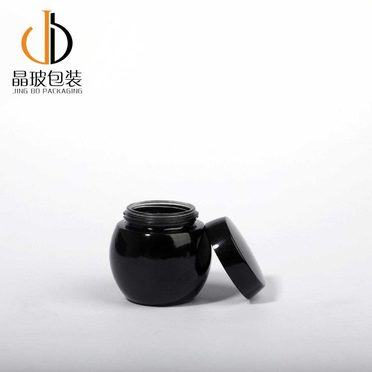 Factory Wholesale 614 Large Belly-Shaped Cosmetic Glass Bottle, 50g Cream Dispensing Bottle with Black Band Inner Liner