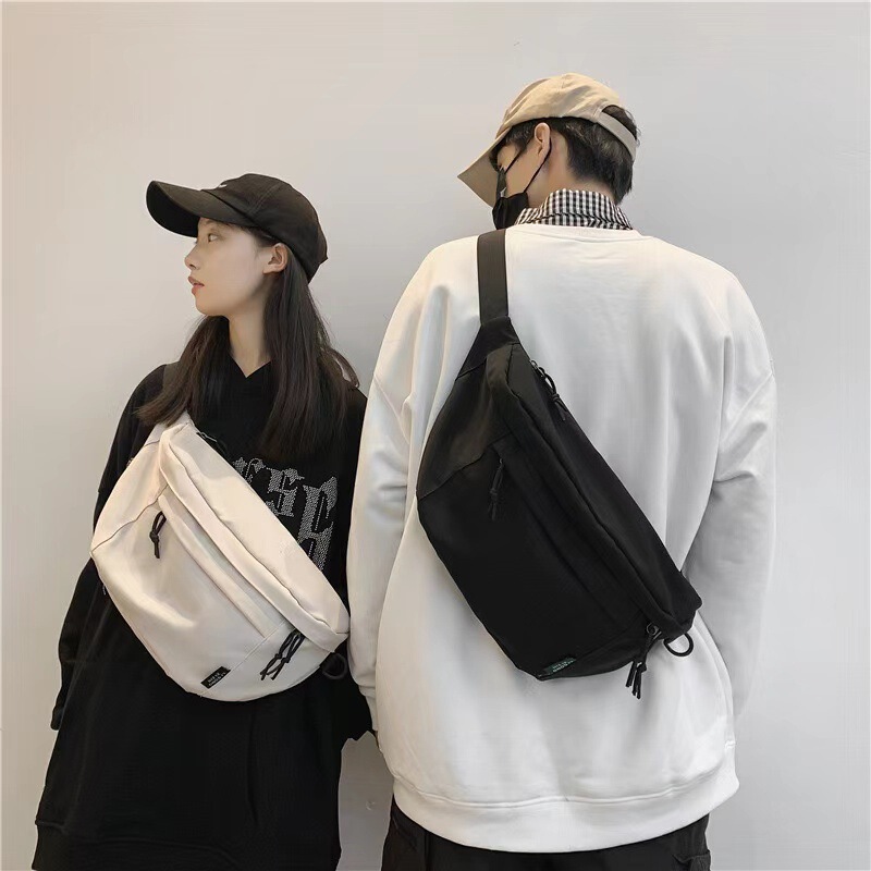 2024 New Korean Style Nylon Cloth Sports Chest Bag Men's Fashion Trendy Student Shoulder Crossbody Waist Bag Women