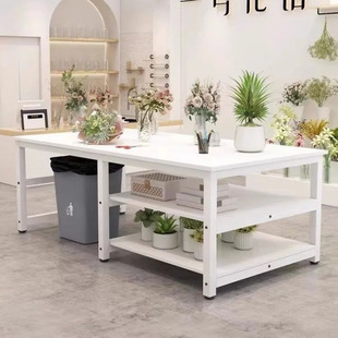 Workbench Three-Layer Express Packaging Table Office Conference Room Workshop Rectangular Workbench Double-Layer Floor-Standing Table