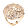 Fashionable zirconium, golden ring with stone, crystal, accessory, European style, pink gold, wholesale