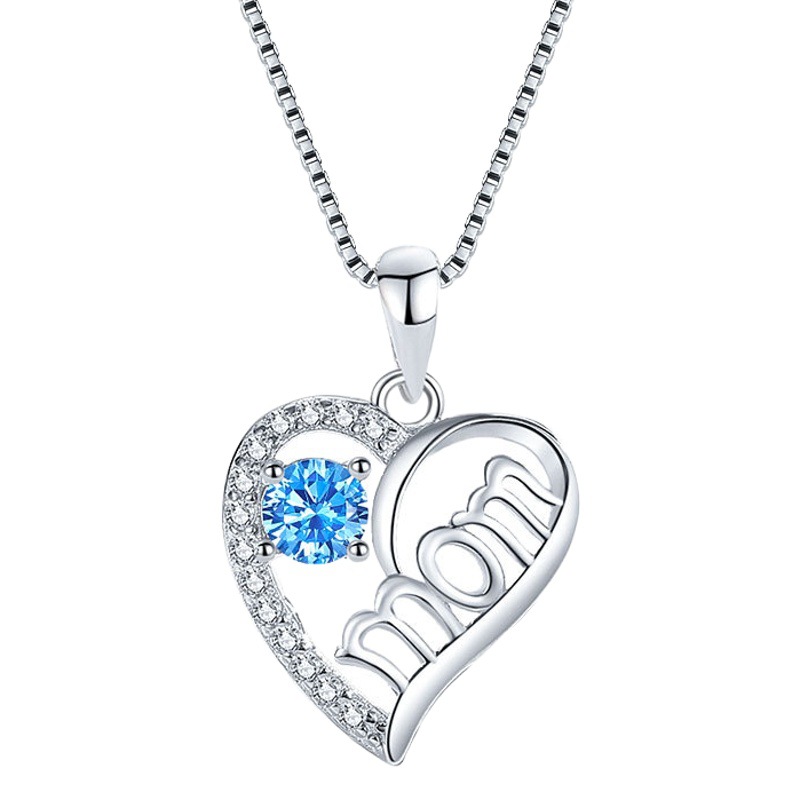 Nueva frontera 925 Plata de Ley amor mamá Amazon europeo y americano nuevo amor completo diamante Madre y niño collar al por mayor