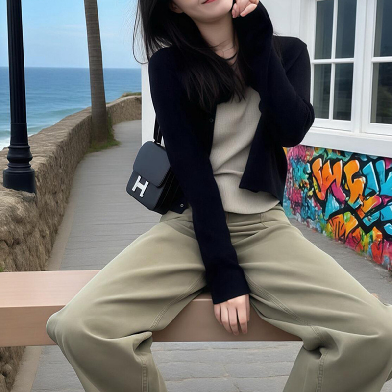 黑色小香风防晒针织开衫女夏季薄款配吊带外搭空调小罩衫上衣|undefined
