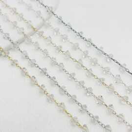 diy饰品配件纯铜保色六色6mm三角爱心透明水晶链服饰项链手链材料