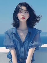 法式气质蓝色泡泡袖雪纺小衫女夏季新款遮肉显上衣减龄薄款衬衫