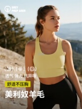 灰壳美利奴羊毛速干内衣排汗文胸户外健身美丽诺外穿运动bra背心