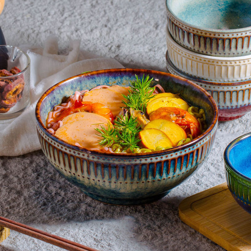 Flamingly Vibrant~ Thickened Kiln-Glazed Ceramic Bowl for Noodles, Commercial Use, Chongqing Small Noodle Bowl, Salad Bowl Flamingly Vibrant~ Thickened Kiln-Glazed Ceramic Bowl for Noodles, Commercial Use, Chongqing Small Noodle Bowl, Salad Bowl