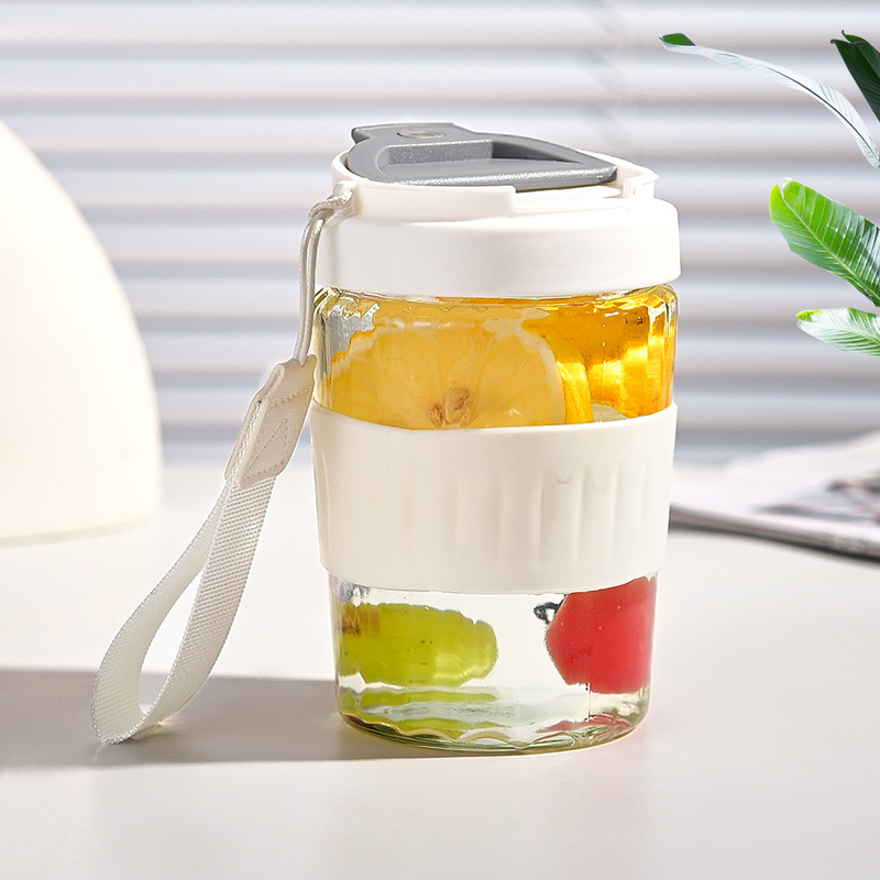 Taza de vidrio de agua de los estudiantes de entrenamiento militar portátil de otoño al por mayor de alto valor facial taza de vidrio resistente a altas temperaturas