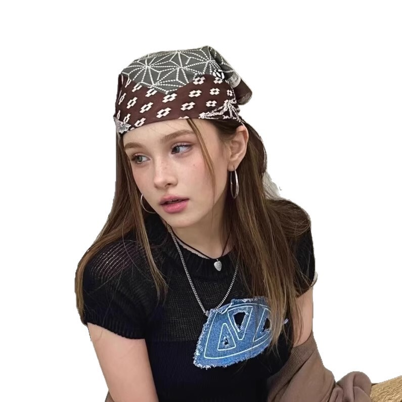 复古欧美风y2k千禧辣妹头巾女个性潮流嘻哈街舞包头方巾时髦配饰|undefined