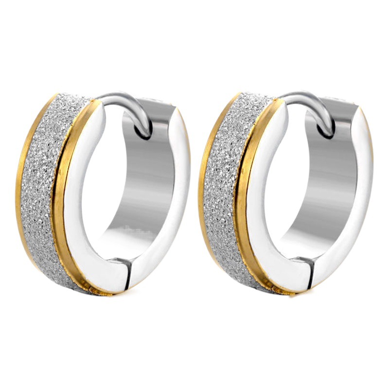 Pendientes al por mayor para hombres y mujeres Pendientes de acero inoxidable pulidos a mano Pendientes de arena de 4*9 escalones Clips de oreja de arena Pendientes de moda