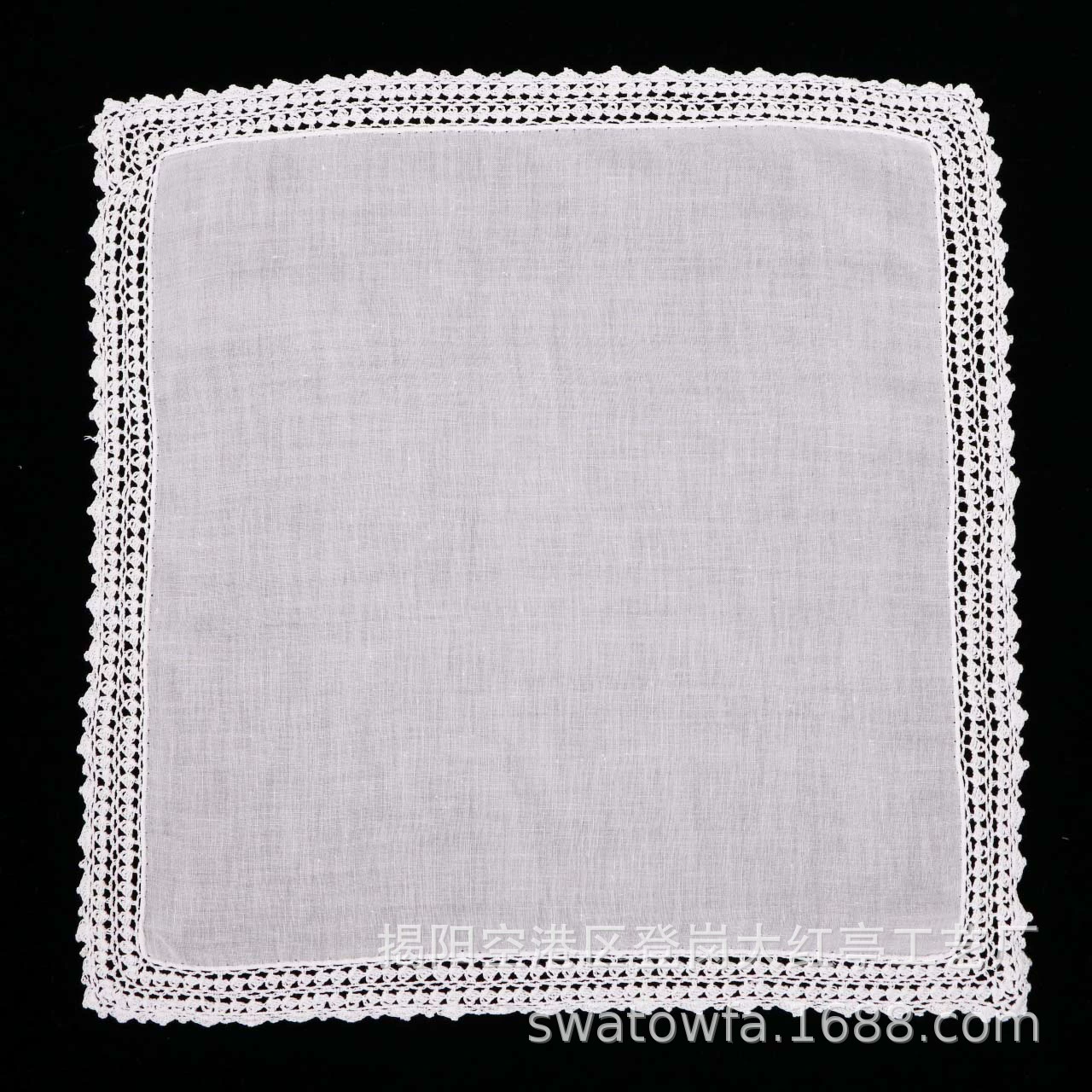 [S001 Hand crochet Lace Handkerchief 13“x13"白色纯棉花边手帕]