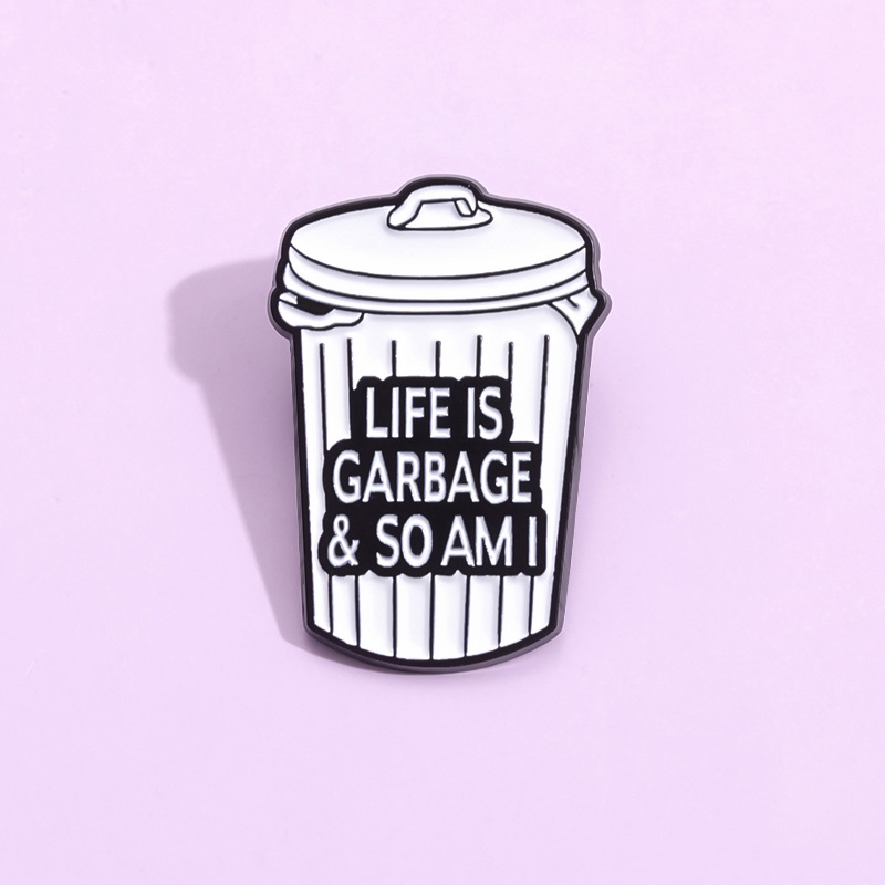 Creative geometric design garbage can with letters