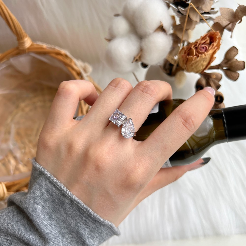 Fashion Geometric Sterling Silver Plating Zircon Rings 1 Piece