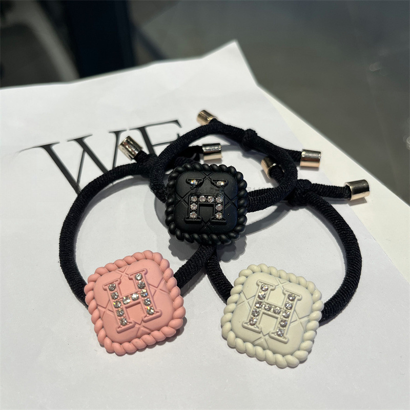 韓國網紅小香風扎頭髮高彈力橡皮筋頭繩髮飾森女系簡約字母發圈女