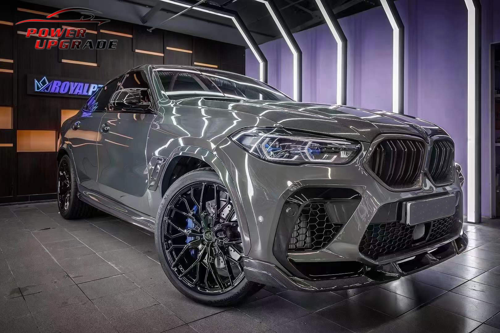 Suitable for BMW X6M F96 front lip modification part LD model carbon fiber front spoiler front bumper lip decoration