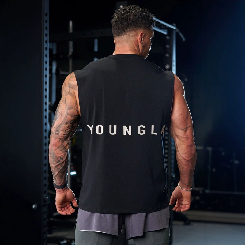 Youngla American Style Summer New Men's Vest Jogger Gym Sports Fitness Sleeveless T-Shirt Vest
