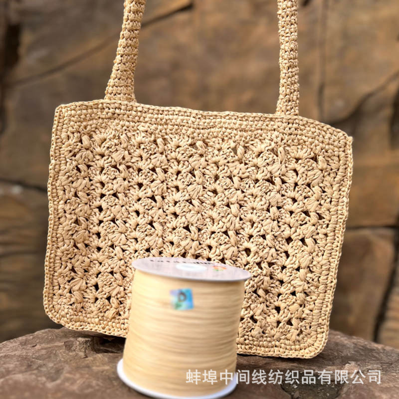 Nuevo gran rollo de algodón Lafite hierba artificial de algodón hierba lavado bolsa de ganchillo hecho a mano primavera y verano sombrero exportación al por mayor