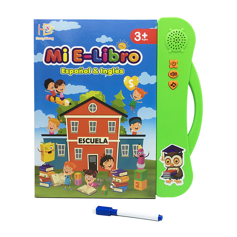 Nuevos libros electrónicos transfronterizos en inglés español juguetes de aprendizaje de la educación temprana de niños libros de voz en español