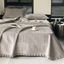 冬季加厚牛奶绒绗缝床盖三件套防静电夹棉加厚保暖婴儿绒床单花边