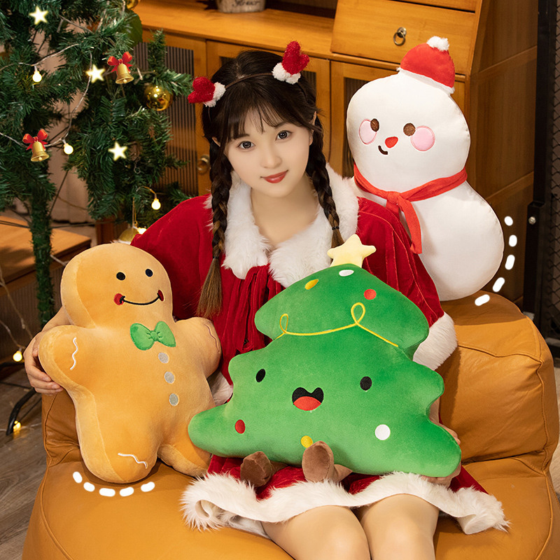 Sofa Pillow Christmas Gingerbread Man Christmas Snowman Pillow Doll Ornaments Christmas Tree Cushion Gift Pillow