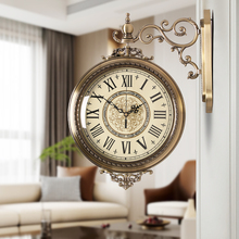 4TXN欧式双面挂钟现代轻奢客厅家用装饰两面钟表美式挂墙静音石英
