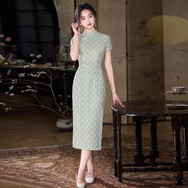 新中式旗袍小个子2026新款女复古修身显瘦国风绝美连衣裙气质日常