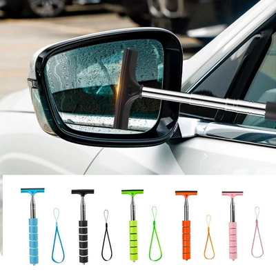 Car rearview mirror wiper stainless steel telescopic wiper blade window glass wiper and defogging car cleaning tool