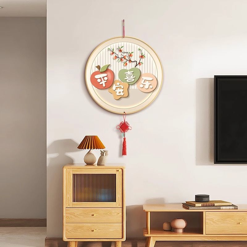 Chinese Knot Pendant Living Room Wall Hanging Decorative Painting Tv Background Wall High-End Round Restaurant Hanging Mural