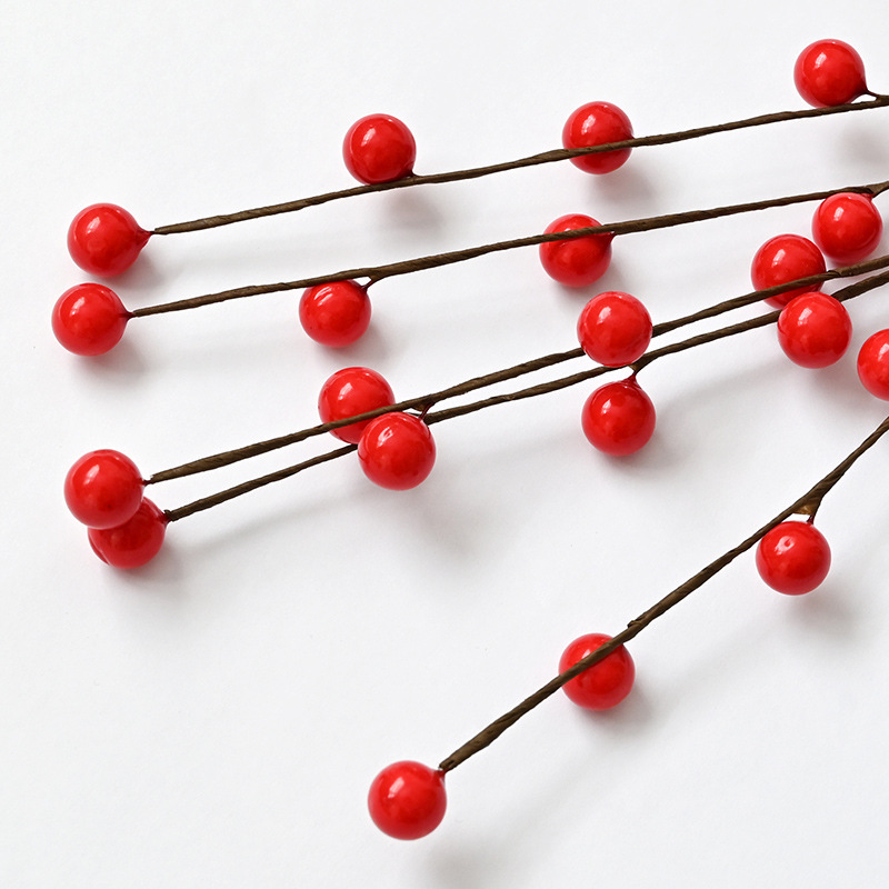 Envío gratis, venta directa de fábrica, productos transfronterizos, Navidad, ramas de bayas de 5 puntas, 30 frutas, decoración navideña para el Festival de Primavera, accesorios de fotografía para banquetes